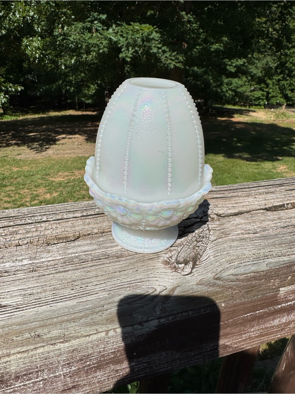 Iridescent Opalescent Beaded fairy lamp Fenton - Picture 3 of 10